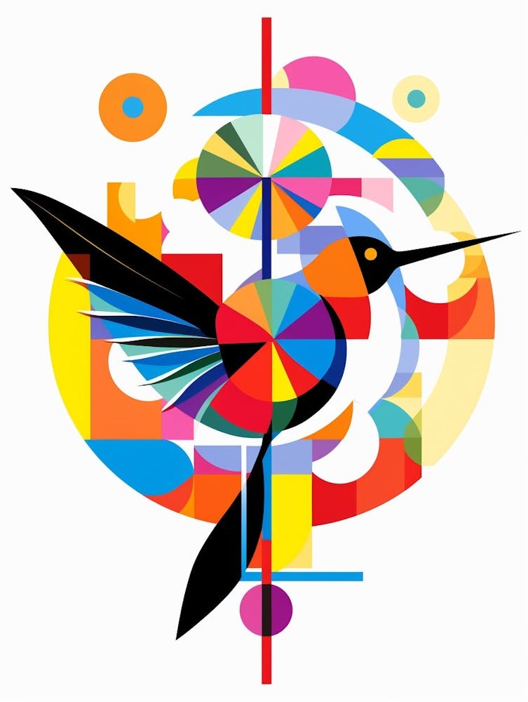 Hummingbirds Abstract Pop Art 4