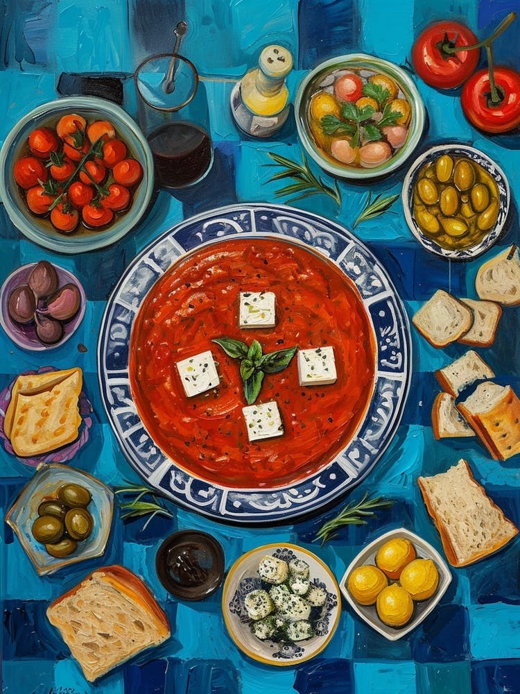 Medditeranean Mezze Platter Checkered Blue