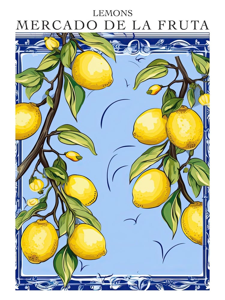 Mercado De La Fruta Lemons Illustration 9 Poster