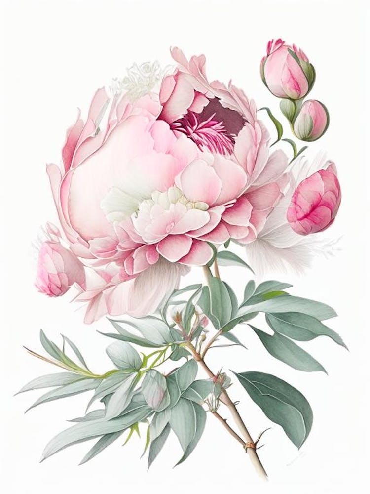 Peony Floral Quentin Blake Inspired Illustration 2 Flower
