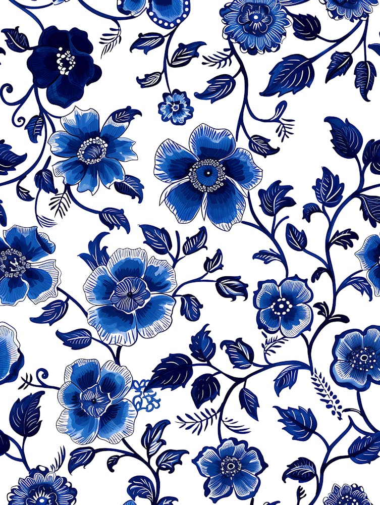 Blue And White Floral Pattern 19