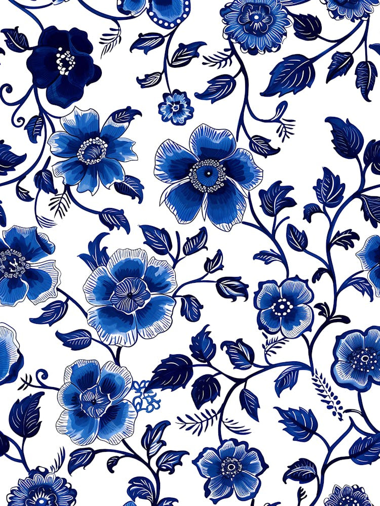 Blue And White Floral Pattern 19