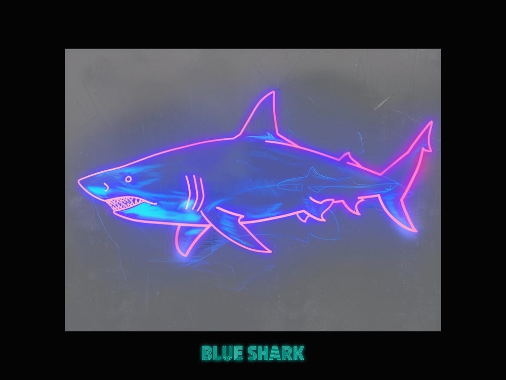 Neon Pastel Pink Blue Shark 1 Poster