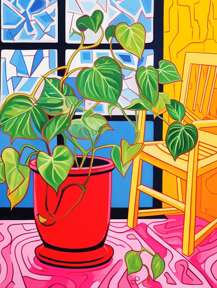 Pink And Red Plant Illustration Golden Pothos 2
