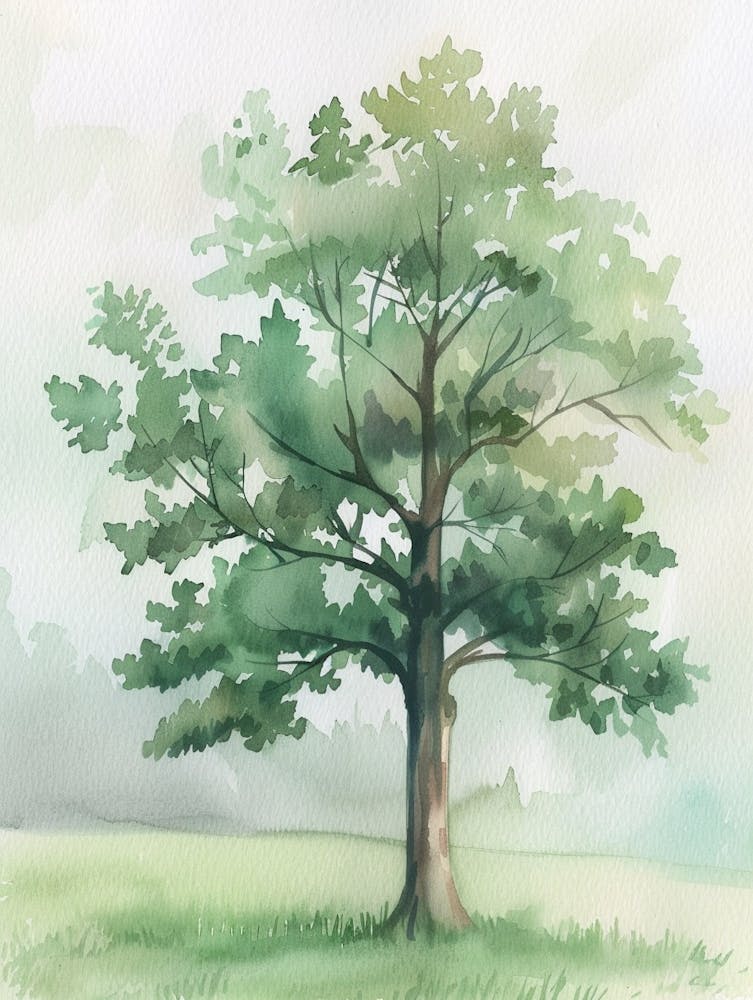Oak Tree Atmospheric Watercolour Painting 6