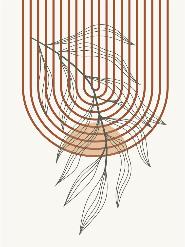 Bohos Scandi Art Sage Orange Abstract Art A