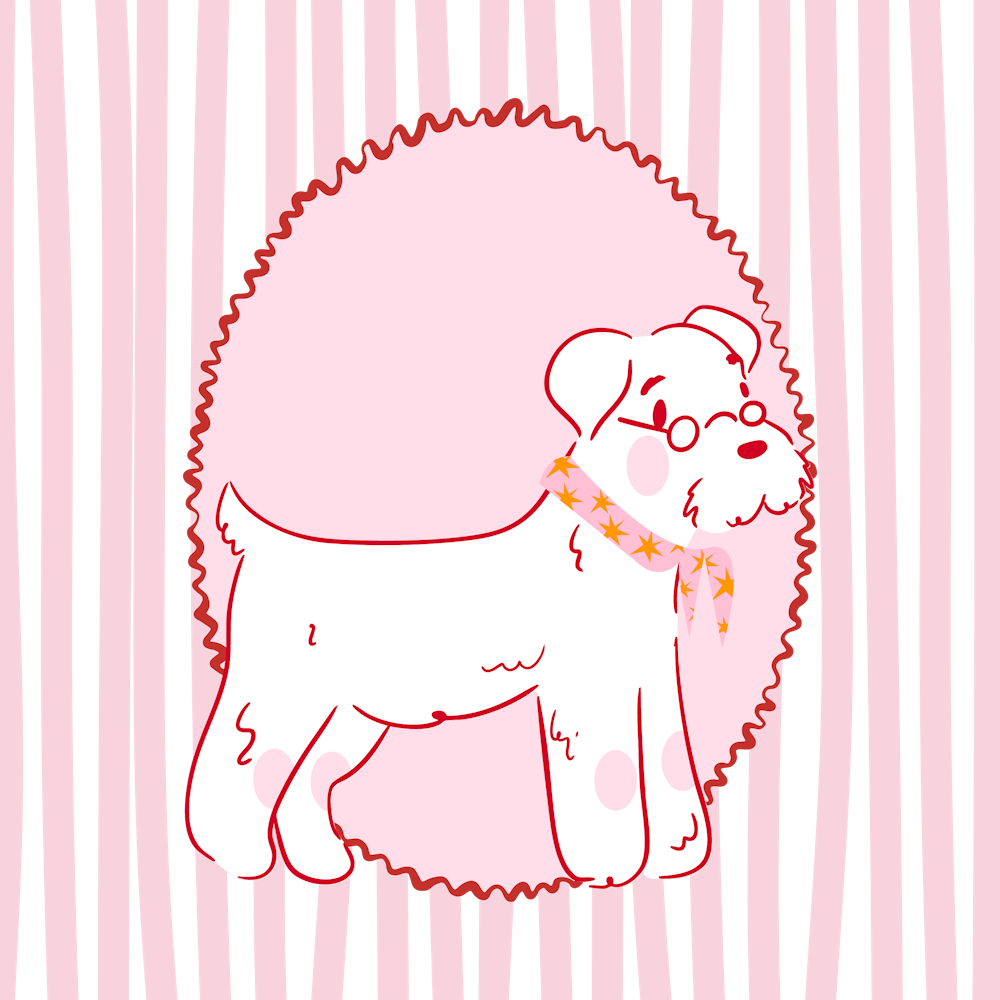 Dog On Striped Background