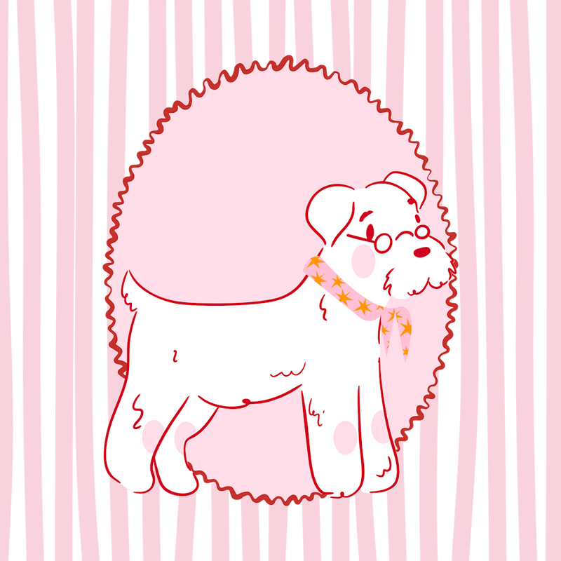Dog On Striped Background