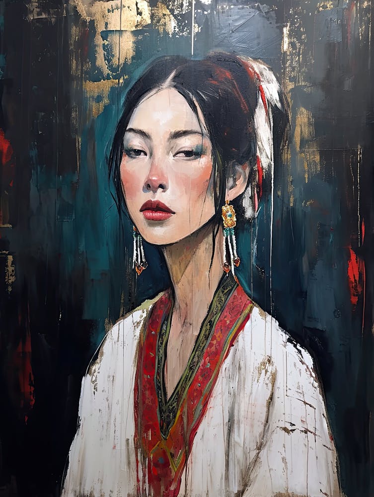 Japanisches Mädchen, Boho Kunststil