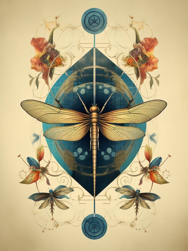 Dragonfly Botanical Vintage Illustration 6
