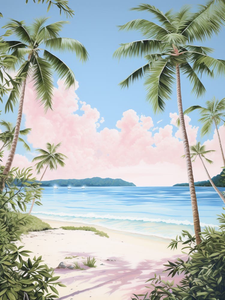 A Canvas Painting Of Pink Sands Beach, Harbour Island 1