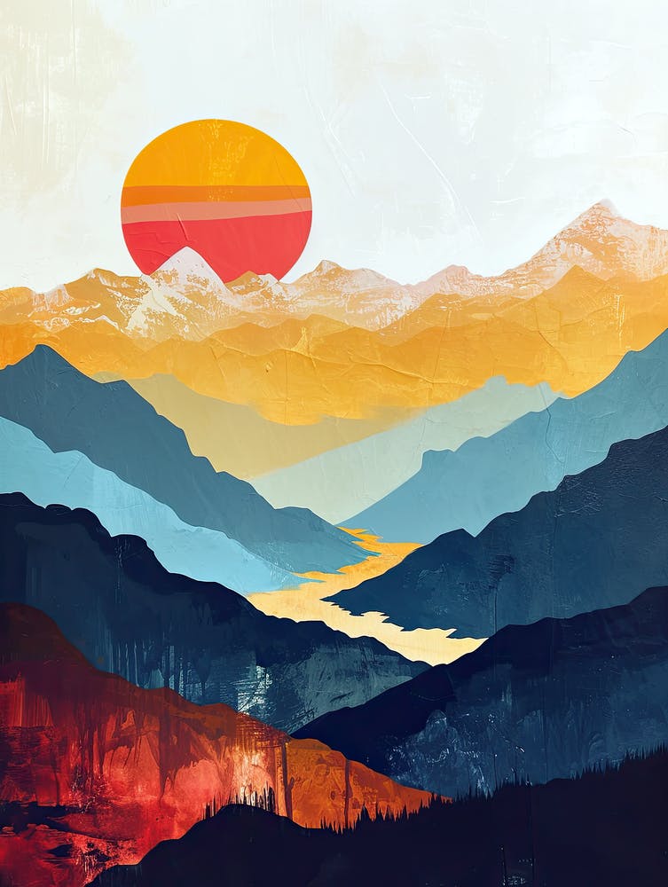 Sunset In The Mountains, Minimalism, Boho