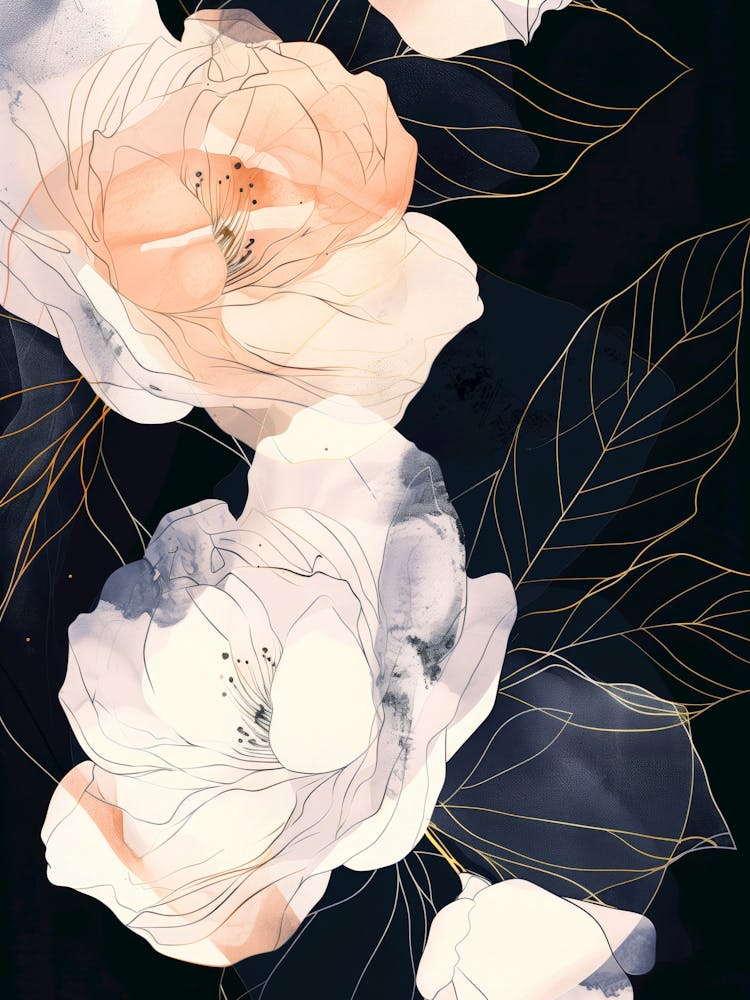 Roses On A Black Background nature art