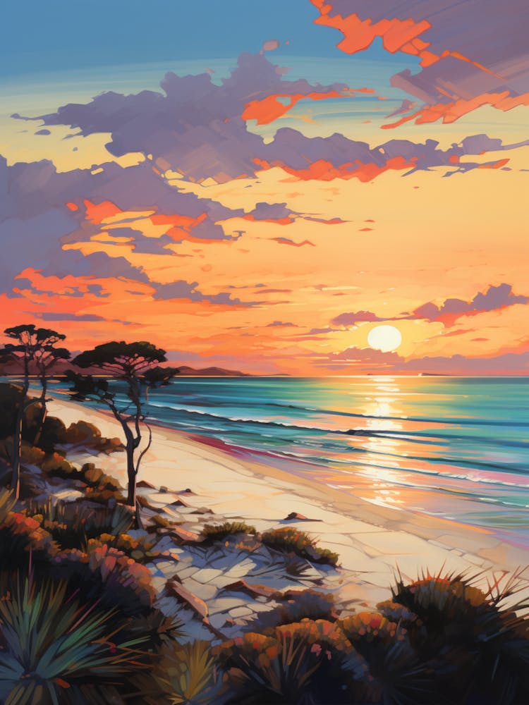 A Vibrant Painting Of Dunsborough Beach Australia 2