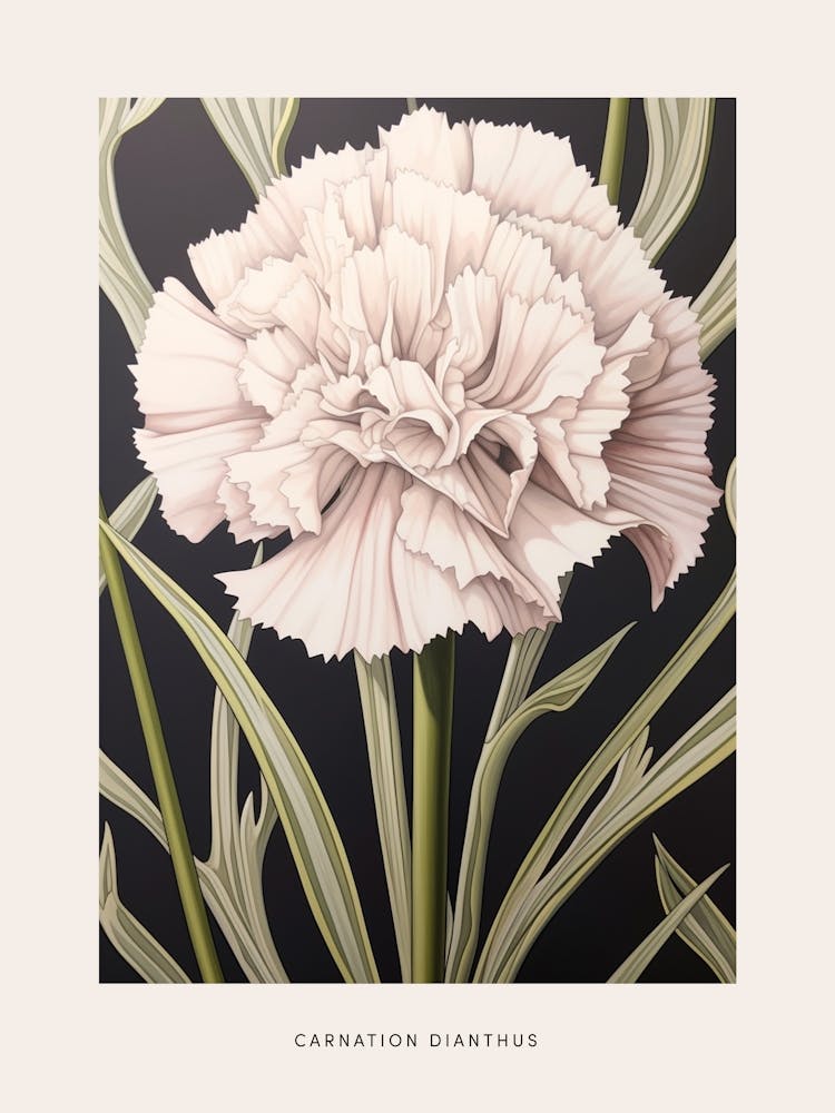 Flower Illustration Carnation Dianthus 2 Poster