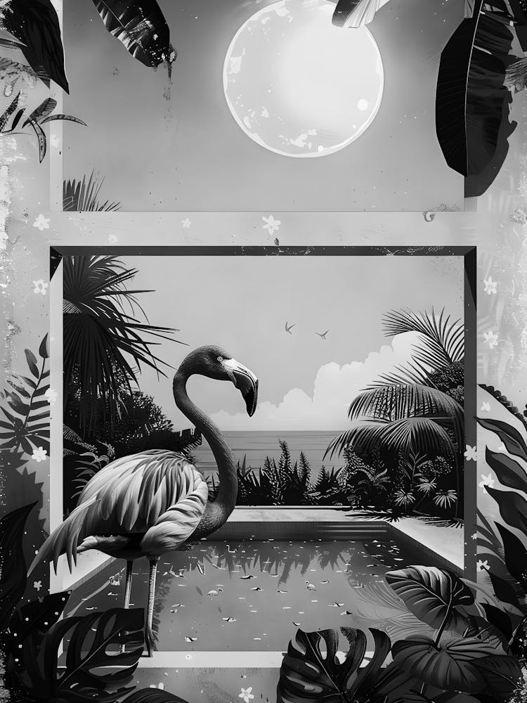 Flamingo In The Pool