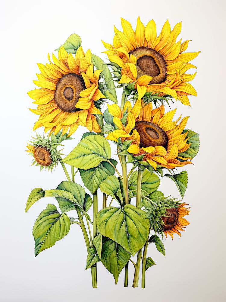 Sonnenblumen Blume Vintage Botanisch 0