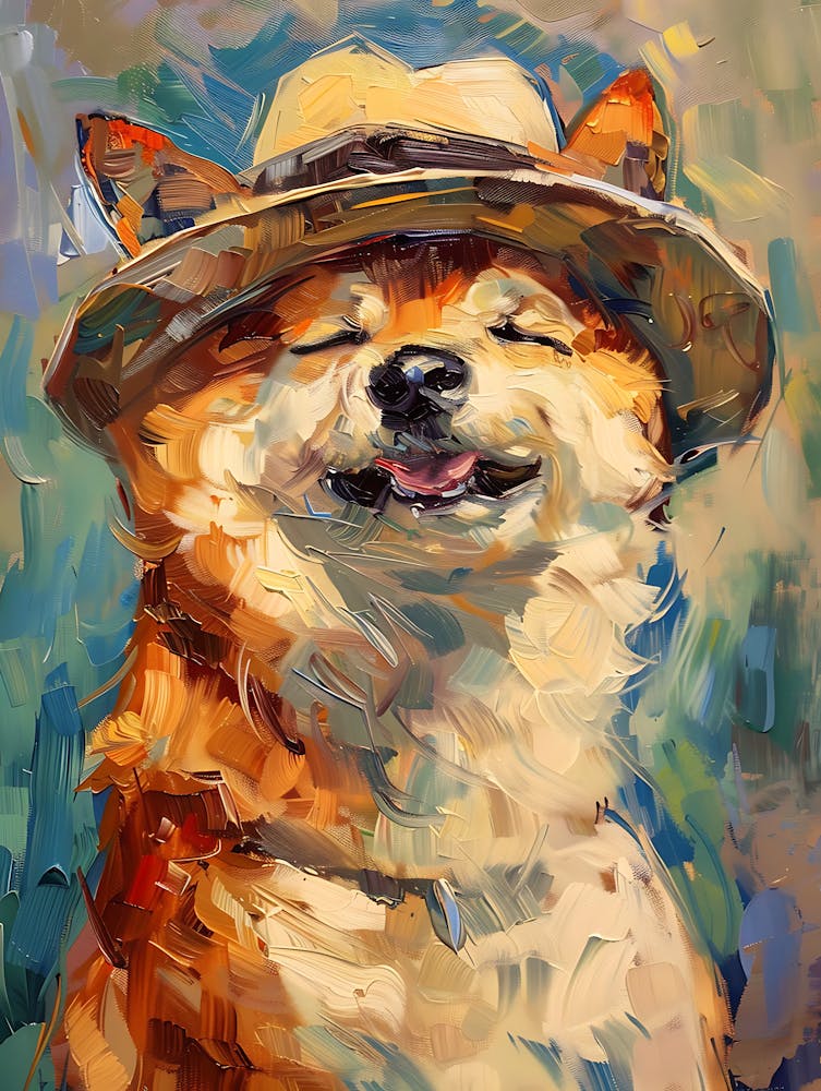 Oil Painting Smiling Shiba Inu 8