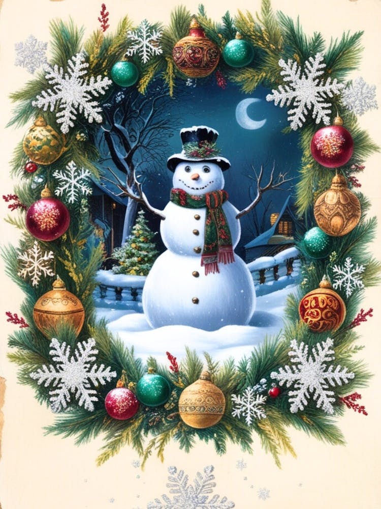 William Morris Snowman Wreath 1