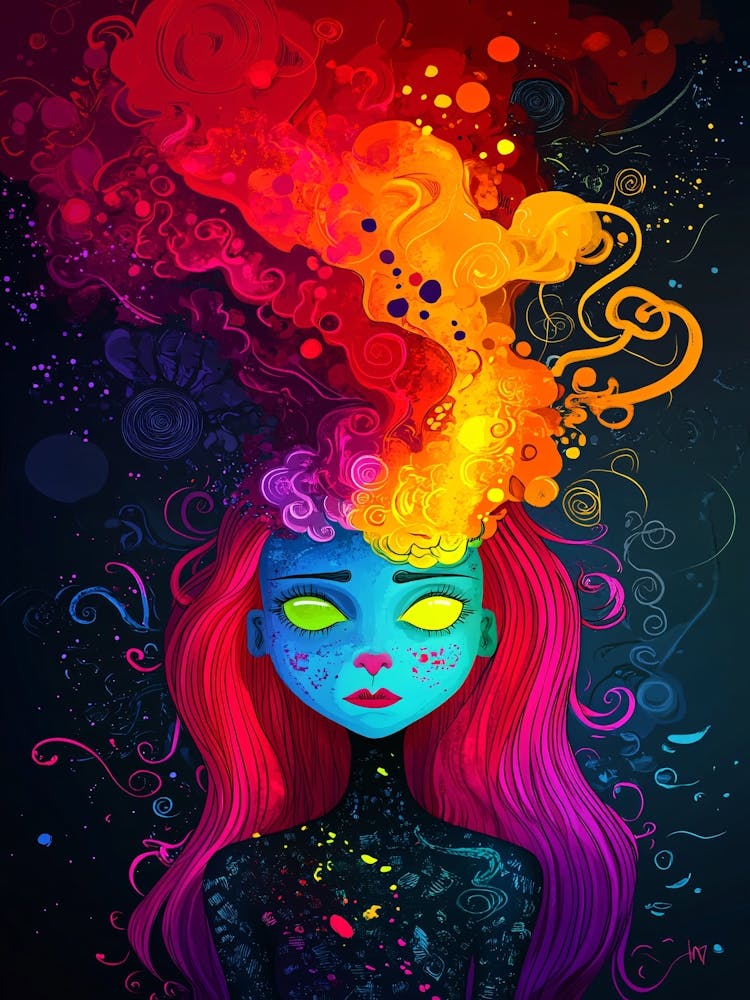 Colorful Girl With Colorful Hair