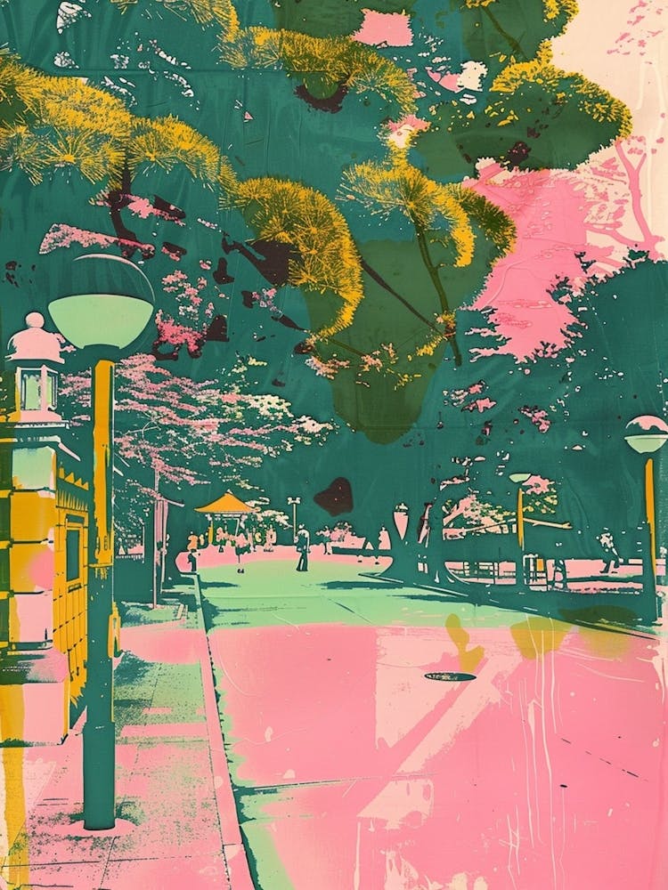 Ueno Park In Tokyo Duotone Silkscreen 2