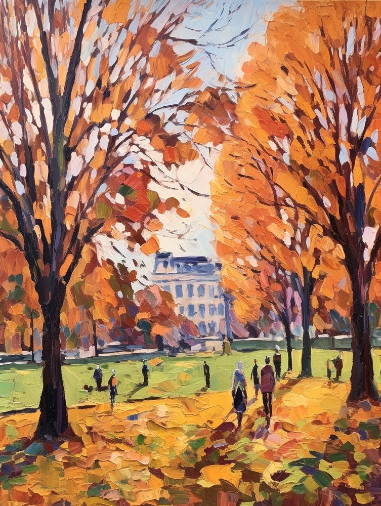 Autumn City Park Painting Kensington Gardens London 2