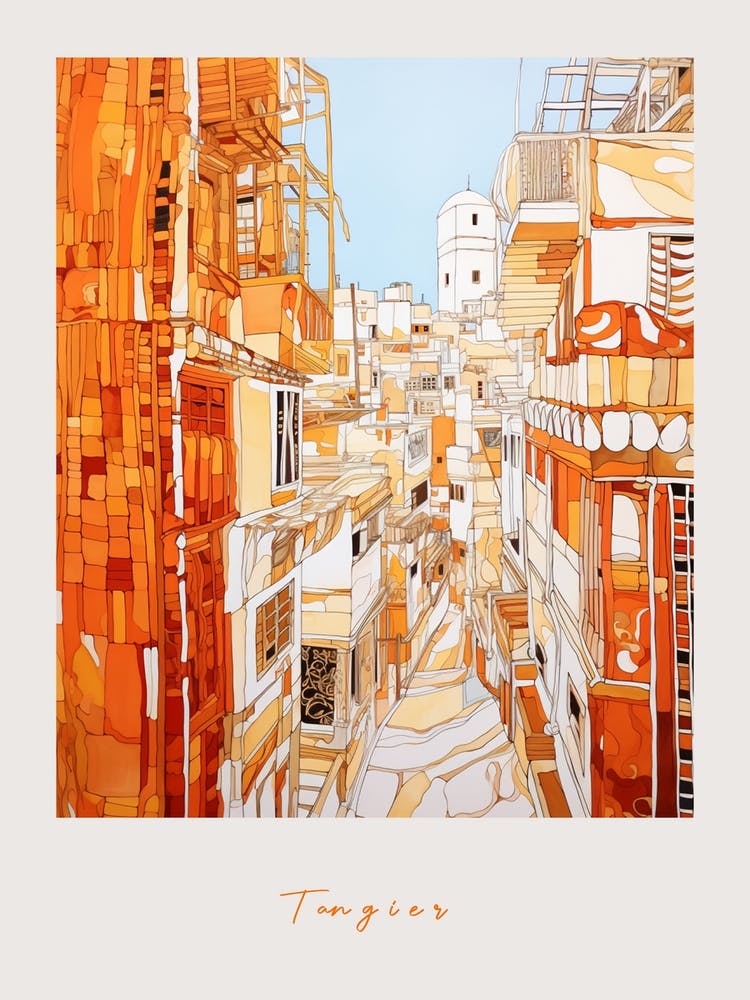 Tangier Morocco 2 Orange Drawing Poster