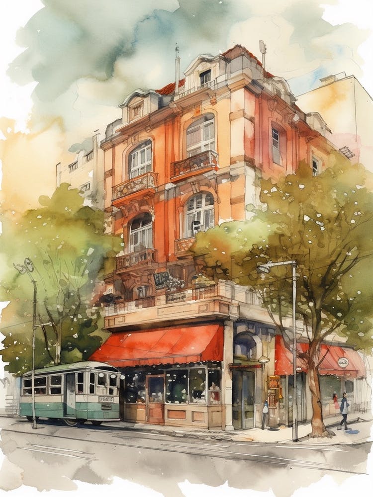 Belgrano Buenos Aires Neighborhood, Watercolour 3