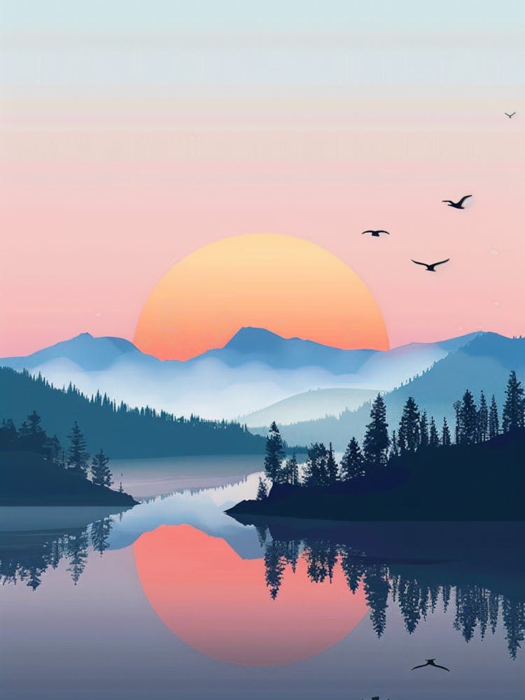 Minimalist Sunset Landscape Print – Peaceful Nature