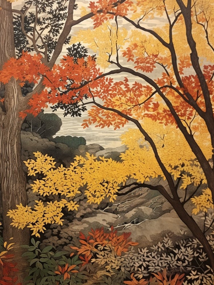 Ash 1 Vintage Autumn Tree Print 