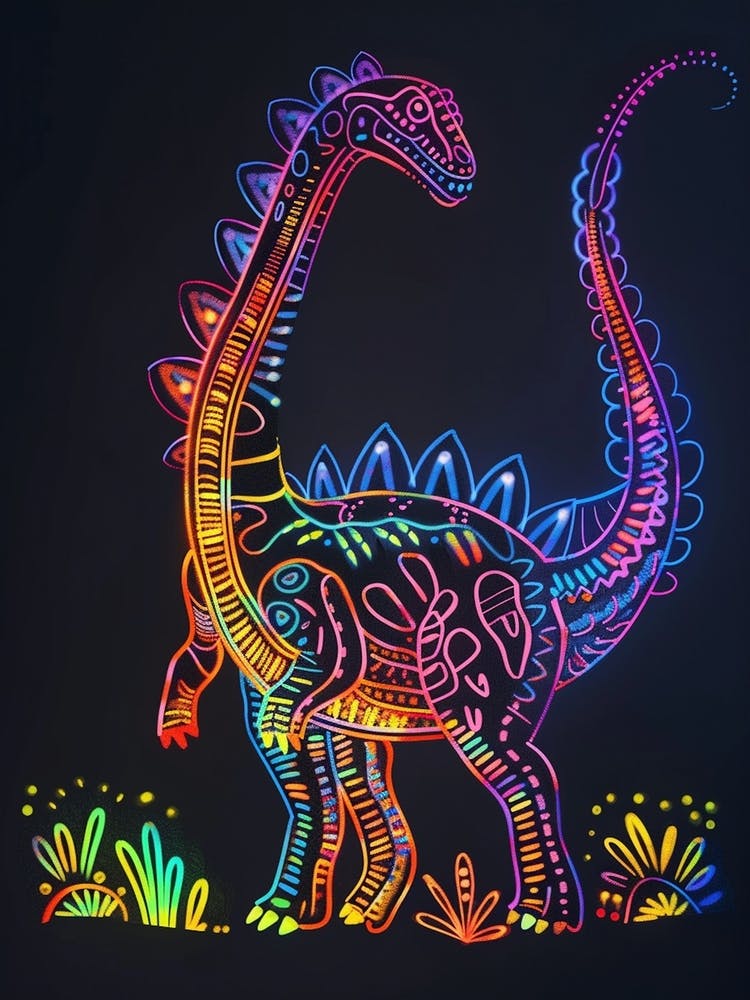 Dinosaur Neon Outlines 3