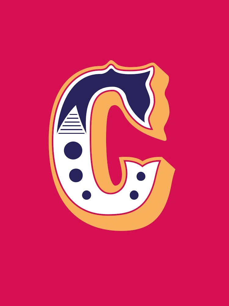 Decorative Showman Letter C Pink Blue Mustard