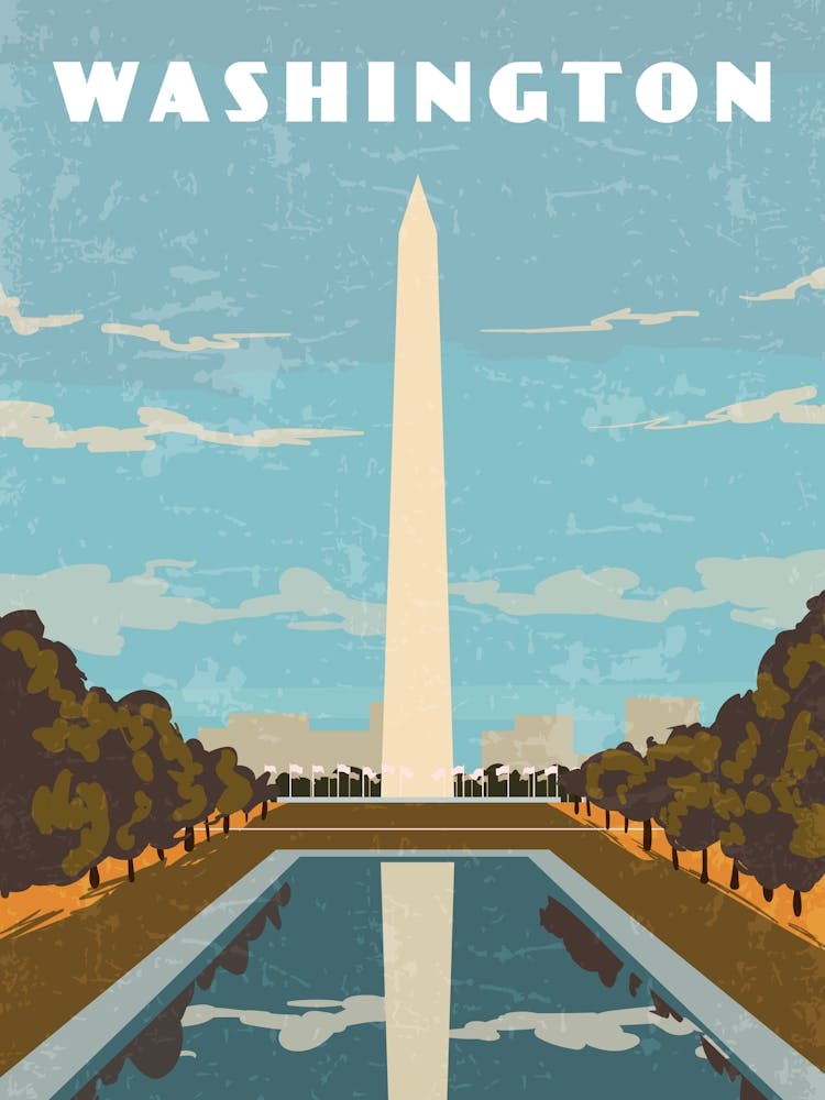 Washington, USA — Retro travel minimalist poster
