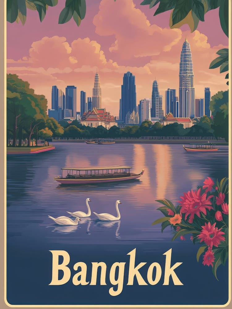Aihrgdesign A Mid Century Modern Travel Poster For Bangkok