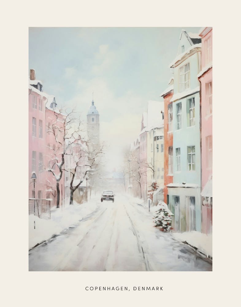 Dreamy Winter Painting Poster Copenhagen Denmark 7