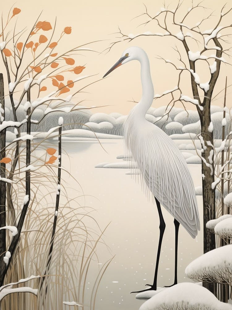 Winter Bird Painting Crane 3