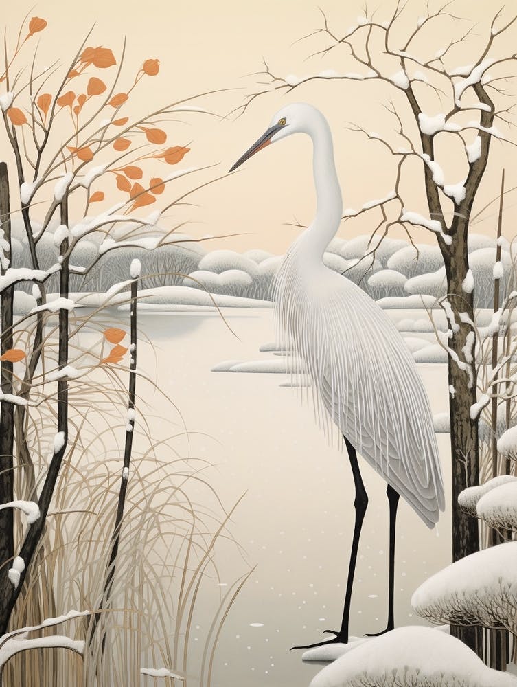 Winter Bird Painting Crane 3