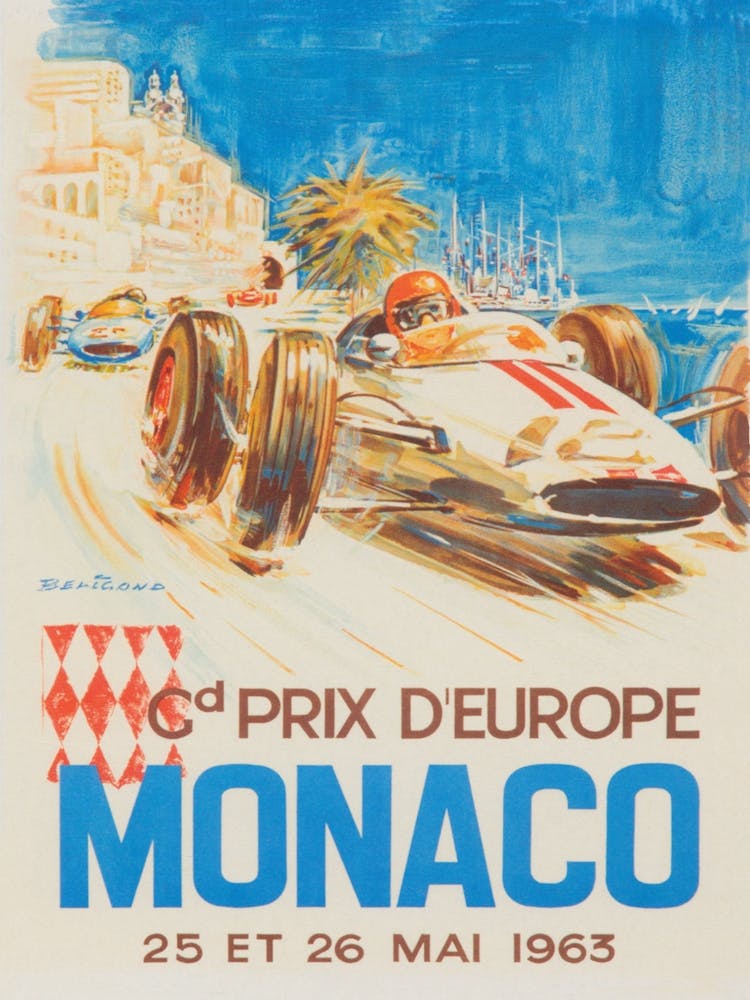 Monaco Grand Prix 1963 Vintage Poster 