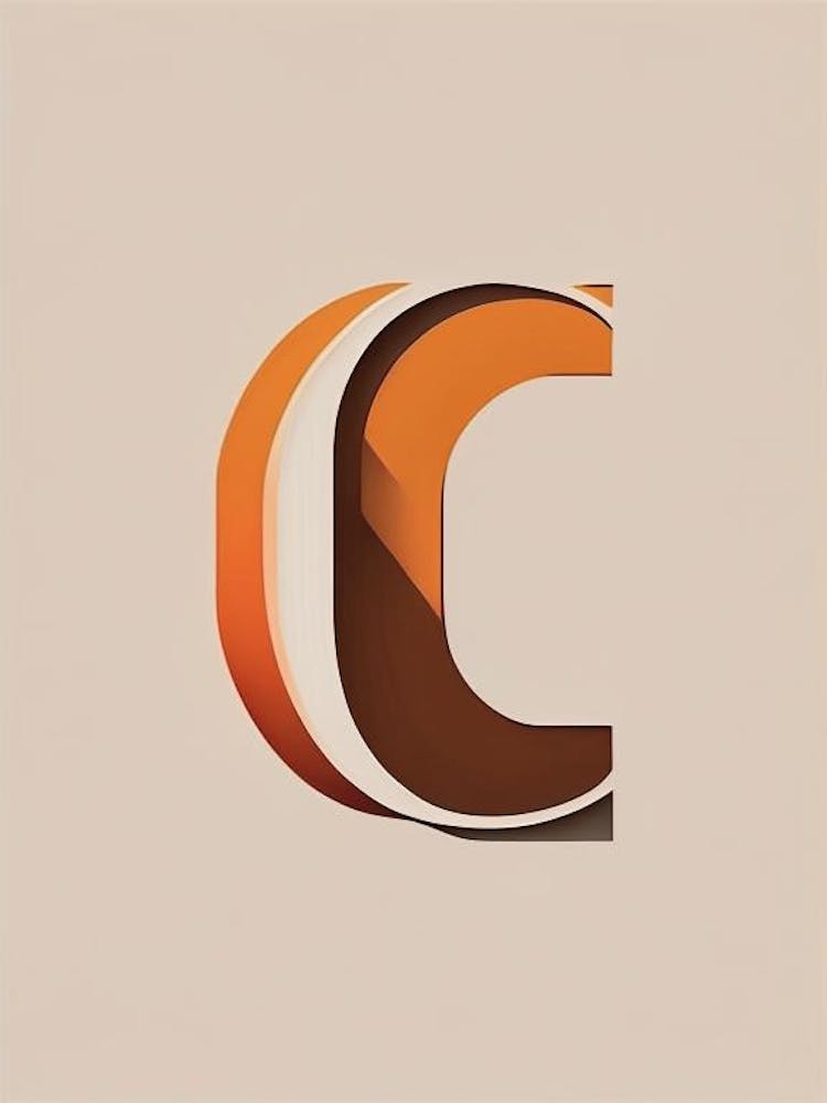 C, Letter, Alphabet Retro Minimal