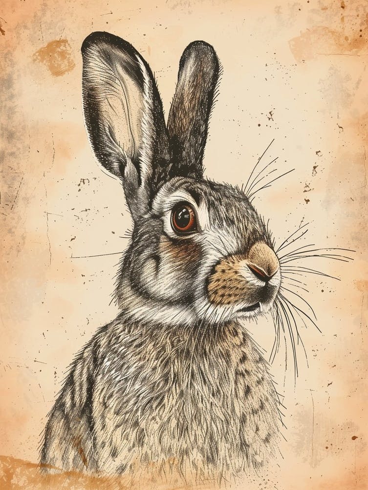 Lapin English Spot - Illustration en gravure sur bois 6