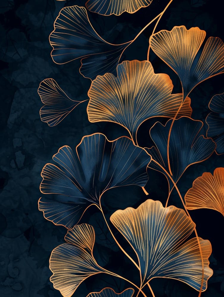 Papier Peint Feuilles de Ginkgo 1