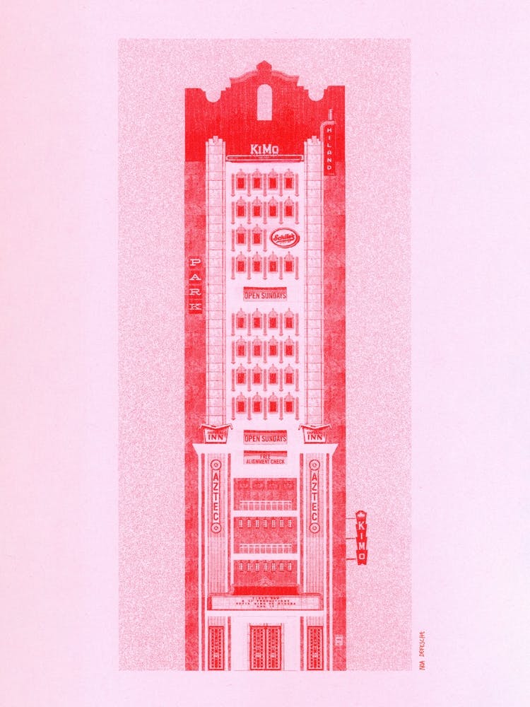 Kimo Red On Pink Risograph