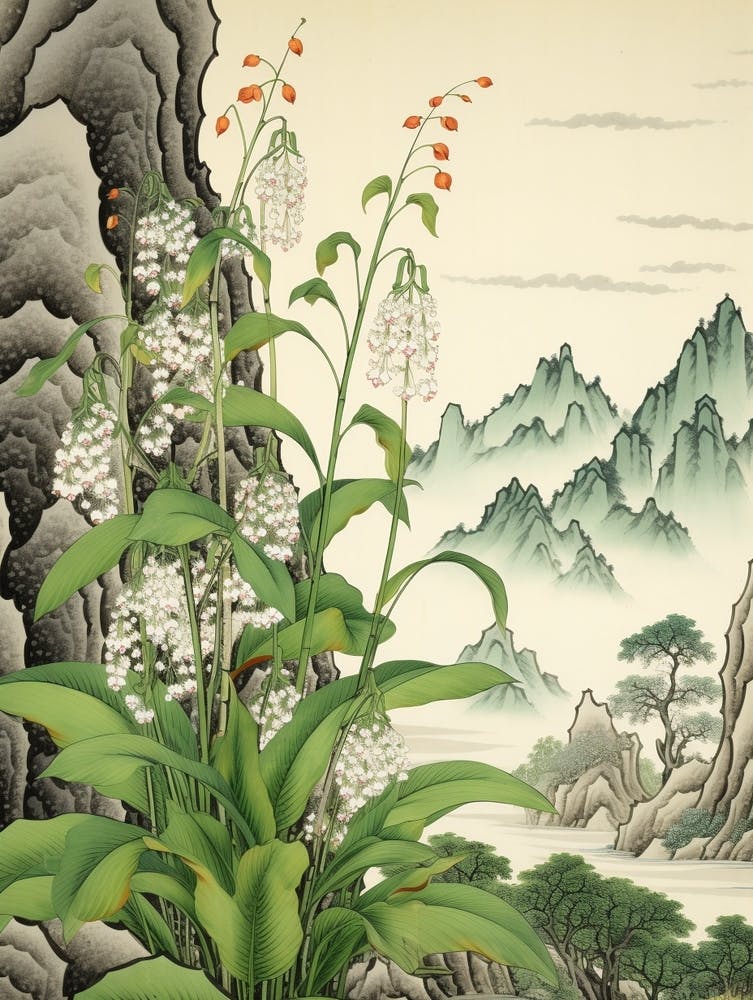 Suzuran Lily Of The Valley 2 Japanese Botanical Illustration