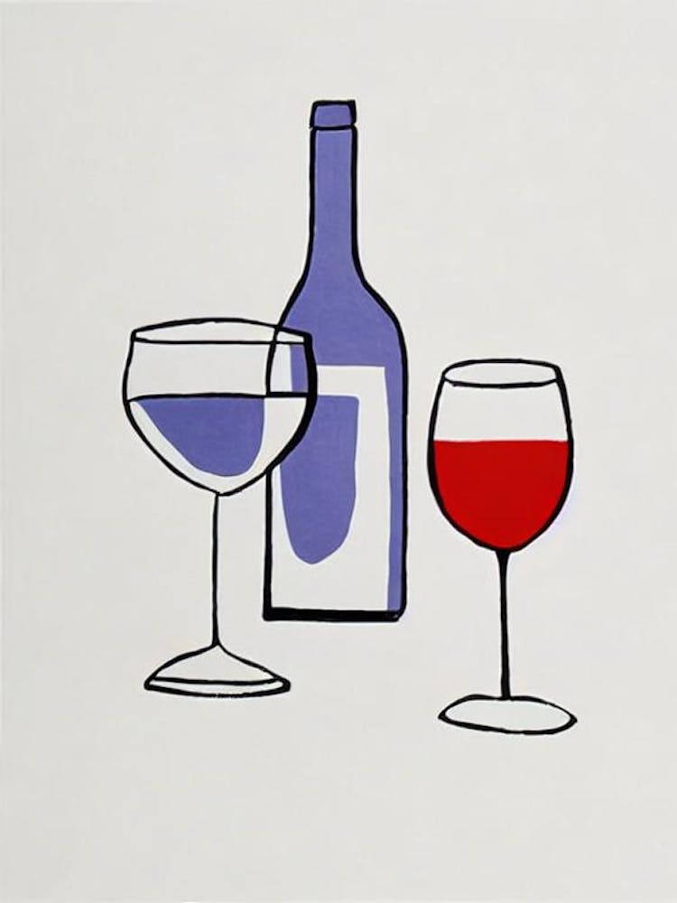 Cabernet Franc Picasso Line Drawing Cocktail Poster