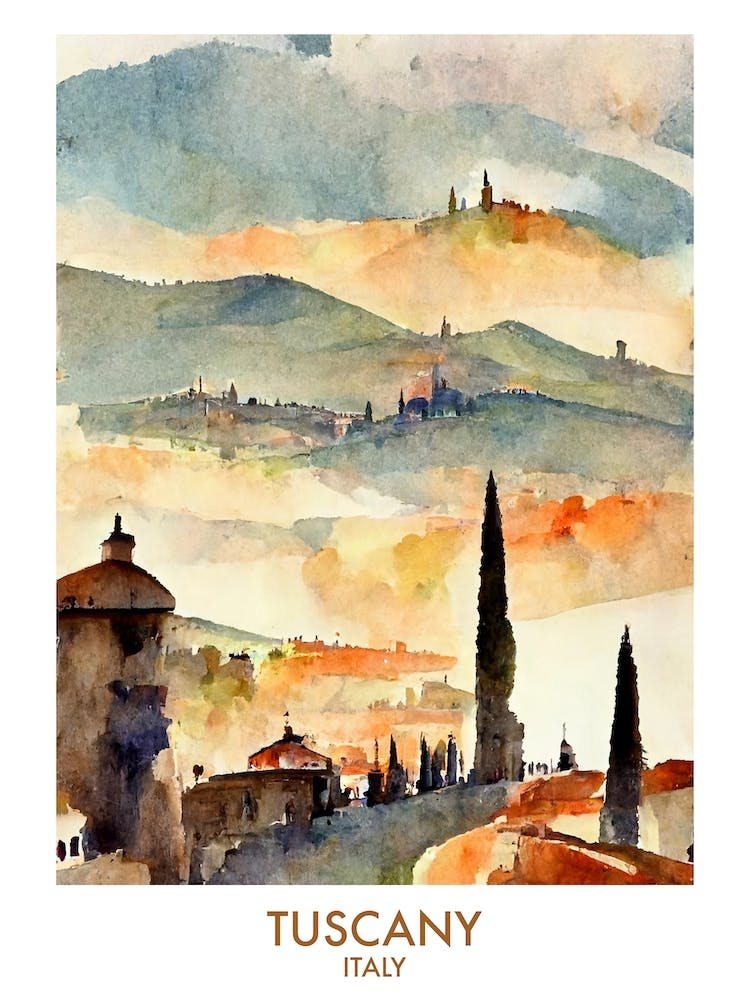Toskana Italien Aquarell-Reise