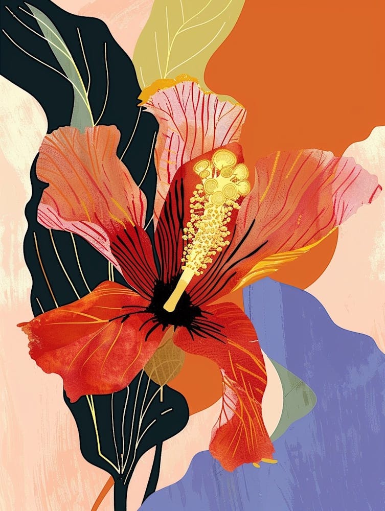Colourful Flower Illustration Hibiscus 2
