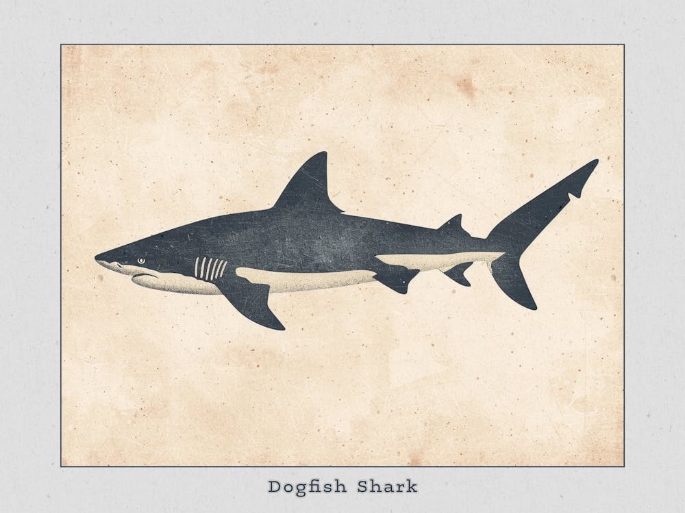 Dogfish Shark Silhouette 2 Poster