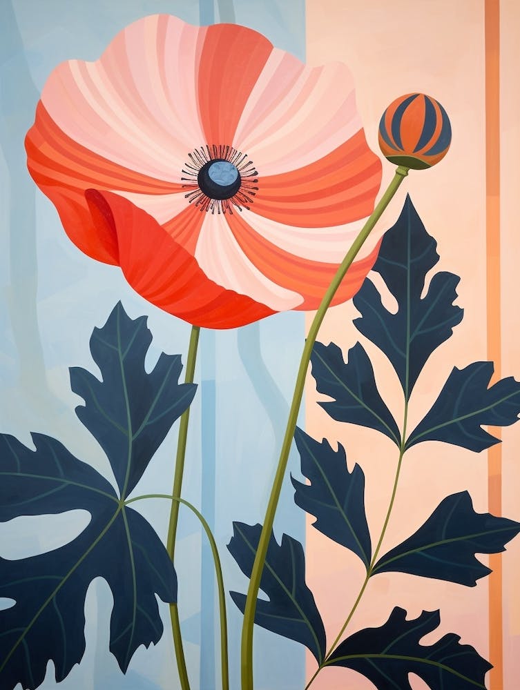 Poppy 5 Hilma Af Klint Inspired Pastel Flower Painting