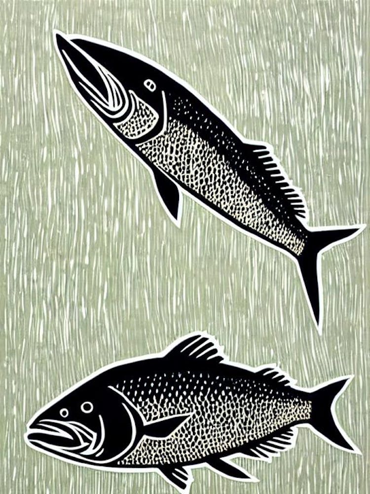King Mackerel Linocut