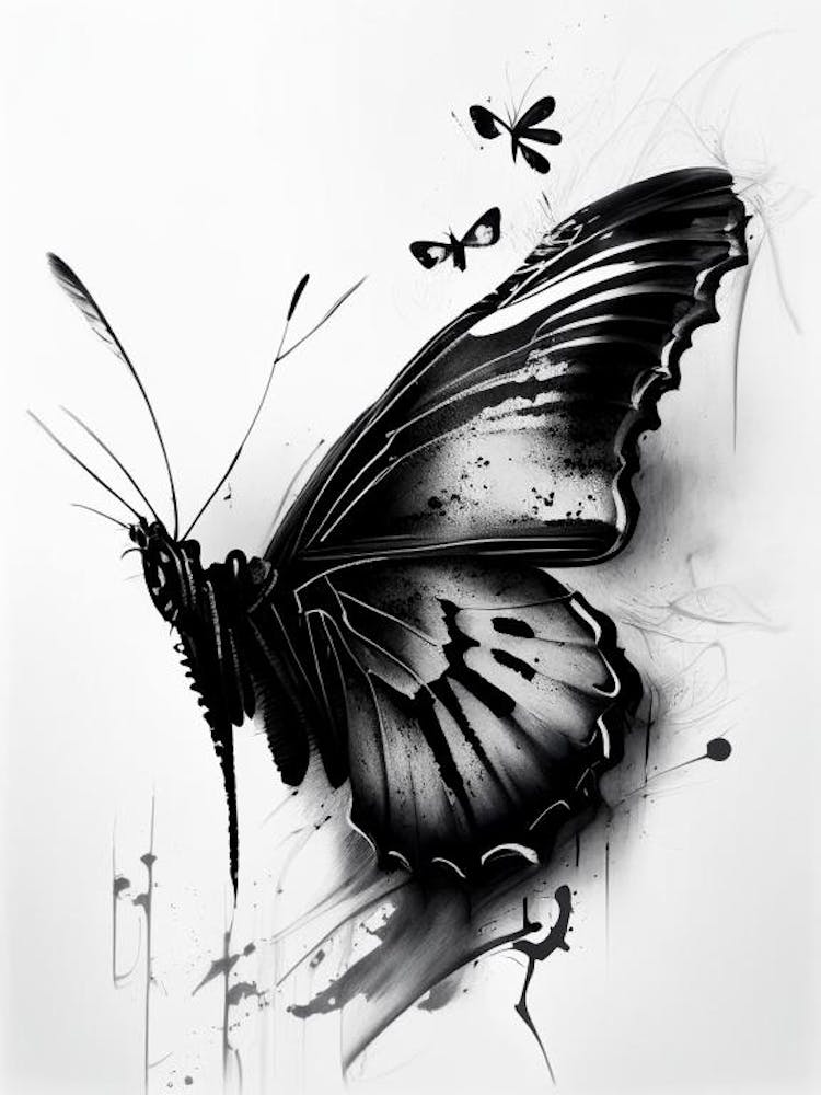 Monochrome Butterfly Graffiti Illustration 1
